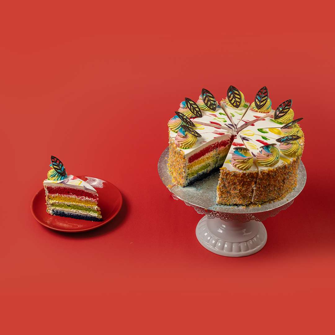 Rainbow Vanilla Cake Slices  | Cakes & Bakes | Cake Delivery
