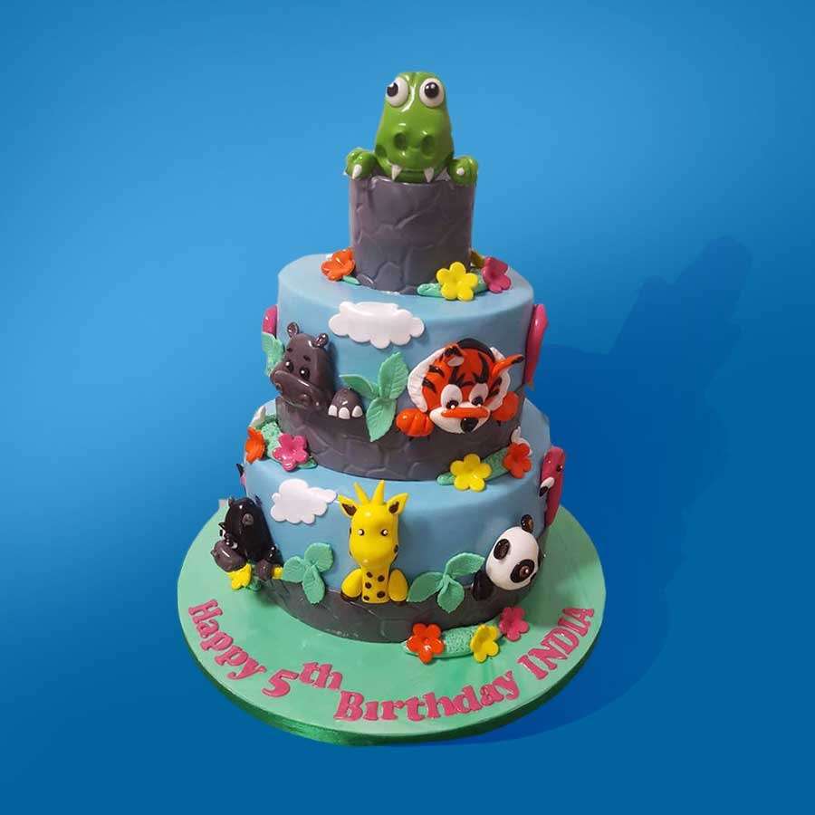 Safari Animal Tower Cake