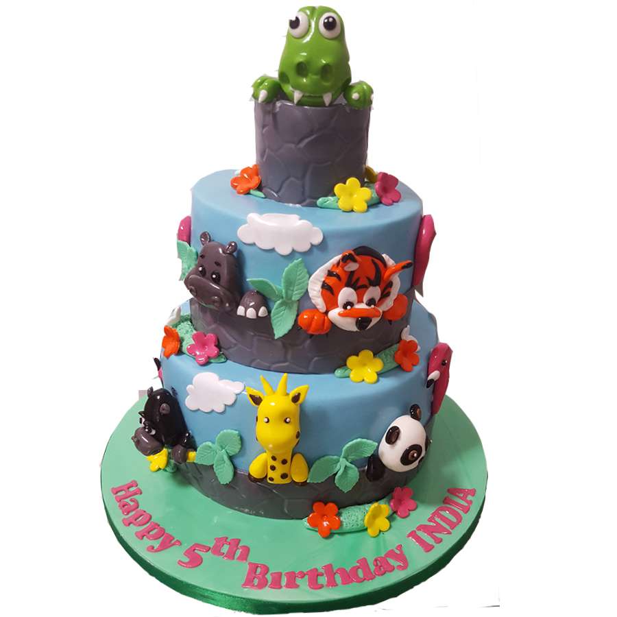 Safari Animal Tower Cake | Cakes & Bakes | Cake Delivery