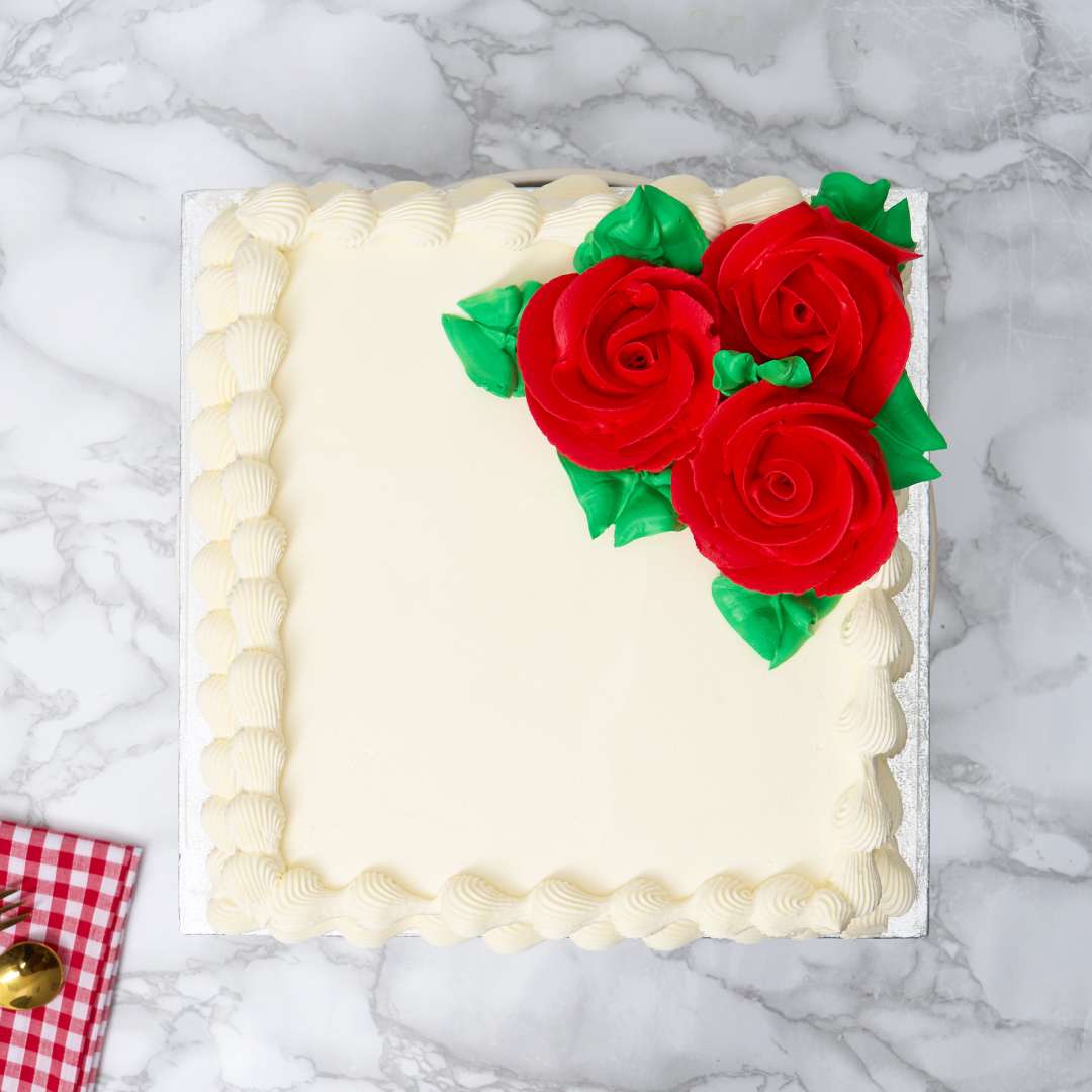 Square Ivory Enchantment Vanilla Cake