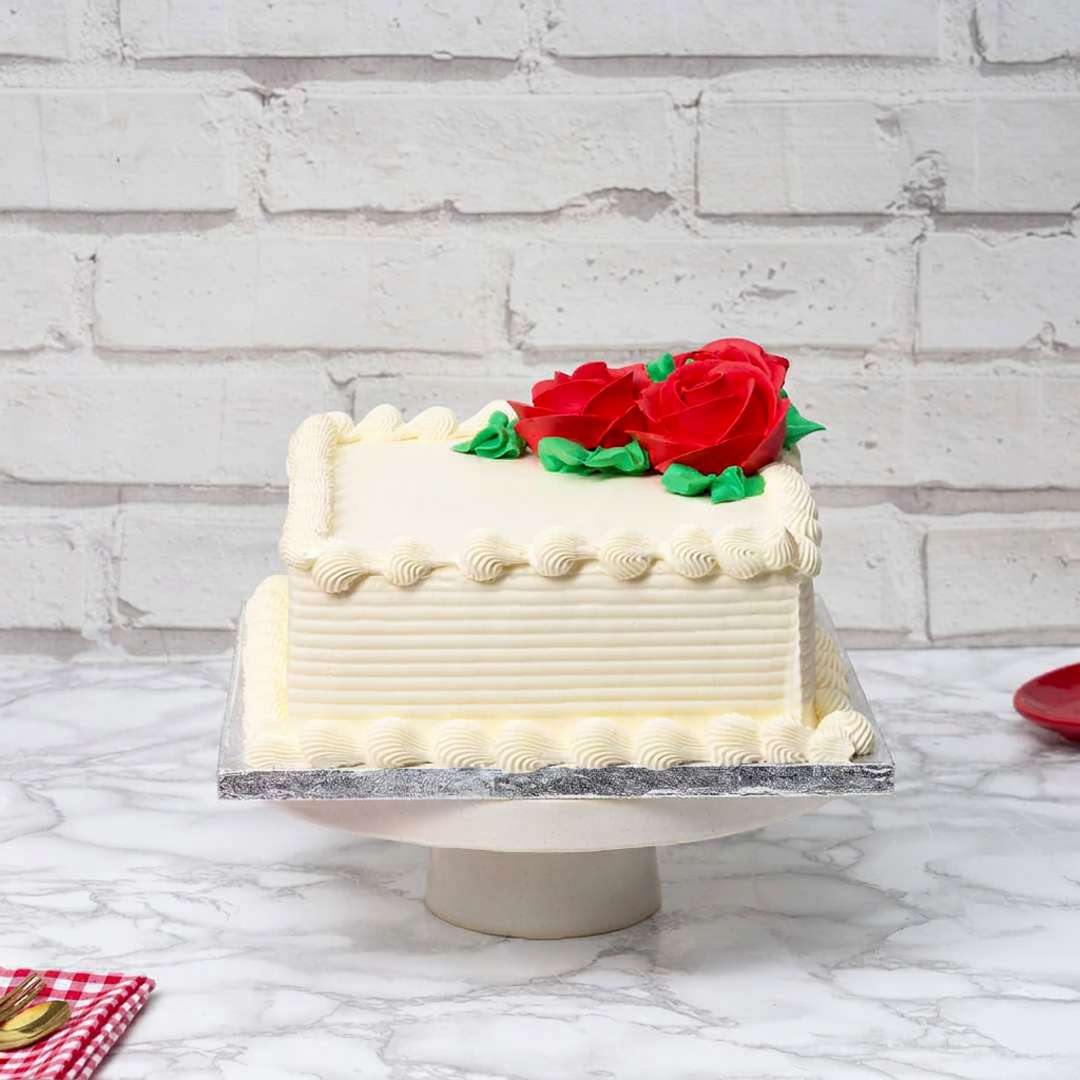 Square Ivory Enchantment Vanilla Cake