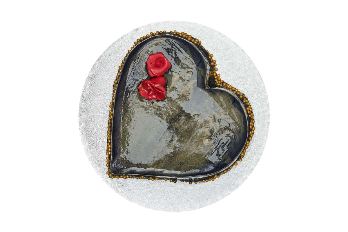 Rose-Adorned Heart Cake