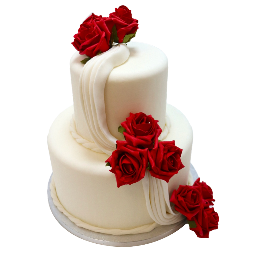 Veil & Roses Wedding Cake